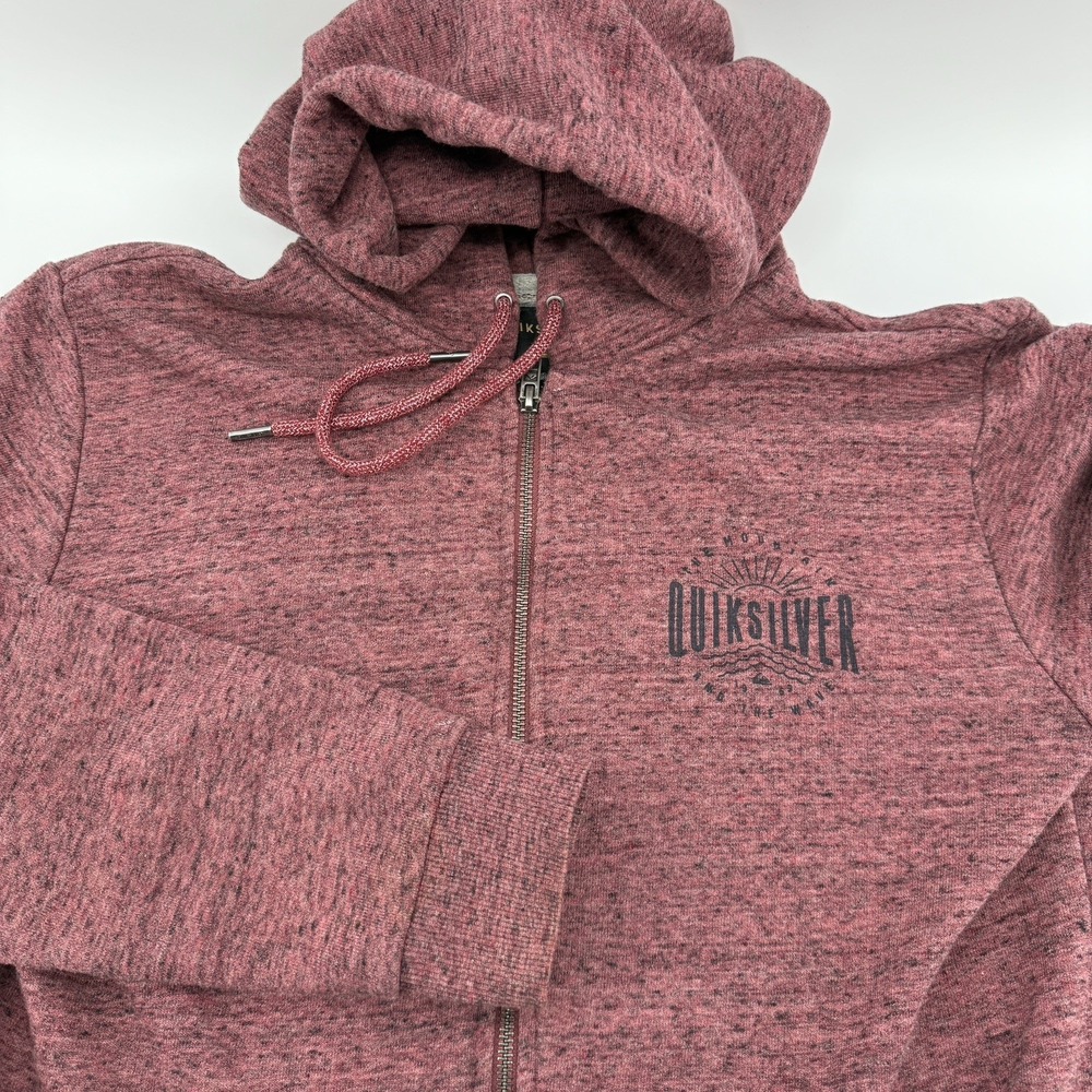 Quicksilver Hoodie Full Zip Mens Large Burgundy Heather Logo Graphic Print style